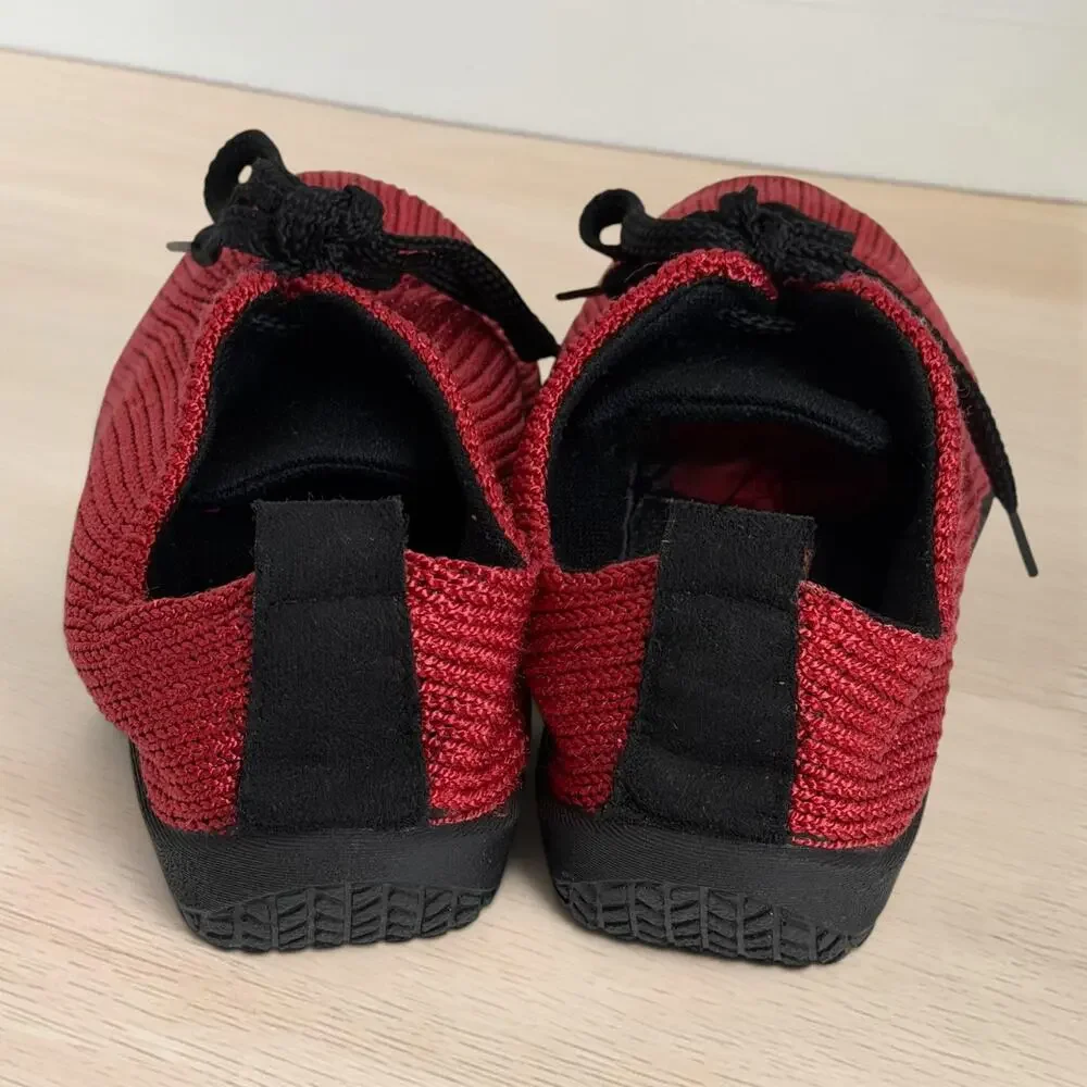 Arcopedico LS Womens Red Knit Lace Up Comfort Walking Shoes Sz 6 EU 36 NWOT